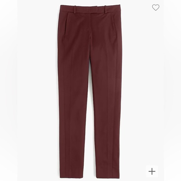 J. Crew Women's Maddie Two Way Stretch Cotton Ankle Pants‎ Maroon Size 8T NWT